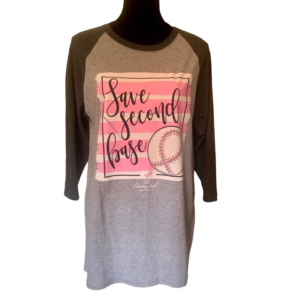 NWT Baseball Women’s “Save Second Base”  HOPE Tee Shirt Size Medium